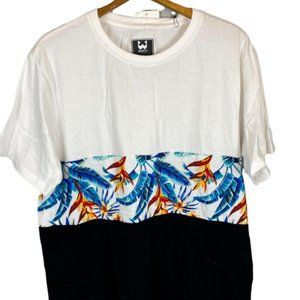 Men's Floral Print Tee Shirt XL WHITE,BLUE,BLACK